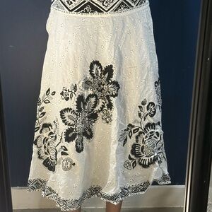 Elegant Black and White Floral Skirt